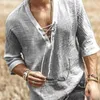 Męskie t-shirty Przyjazd męski V Neck z krótkim rękawem, dzianinowy Tshirt Fashion Design Slim Fit Soild Print Krawat w klatce piersiowej Pół elegancka koszula