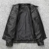 Men's Leather Faux Sheepskin Jacket Men Motorcycle Biker Spring Natural Genuine Calfskin Jackets Vintage Slim Short Male Coat 230213