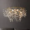 European Luxury Crystal Pendant Lamps French Romantic Shining Copper Pendant Lights Fixture American Classic Hanging Lamp Home Indoor Lighting Decoration