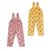 Tulumlar Pudcoco 1-6y Toddler Çocuk Bebek Kız Bahar Genel Çiçek Baskı 3 Cep Düğmeleri Askı Biberi Uzun Pantolon Sarı/Pembe