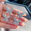 Cluster Rings 2023 Cute Silver Color Butterfly Adjustable Ring With Bling Zircon Stone Fashion Jewelry Wedding Engagement For Women