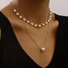 Collane con ciondolo Fata Eleganti perle d'imitazione per le donne Catene di perline di moda Girocollo Colar Regalo di gioielli di Natale