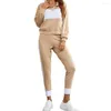 Frauen Zweiteilige Hosen Weibliche Trainingsanzug Elastischer Bund Gerade Herbst Outfit Herbst Pullover Top Dünne Jogginghose Casual Kleidung