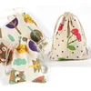 Sacs de rangement Coton Lin Cordon Pochettes De Noël Bonbons Faveur Titulaire Bijoux Fête Cadeau Sac Poussière Tissu Chaussette/sous-vêtement Changement