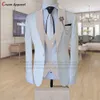 Мужские костюмы Blazers хвостовые из слоновой кости белые костюмы для мужчин 3 штука Слим Формальный свадебный мужчина жених смокинг