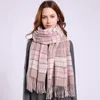 Scarves Winter Plaid Wool Scarf Neck Warmer Women Shawls Wraps Thicken Pashmina Echarpe For Ladies Cashmere Large Foulard Femme