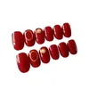 Valse nagels vrouwen handgemaakte rode kleur schoonheid nep nagels simulatie parel decor kunstmatige sticker met lijm eenvoudige mode nagelsfalse