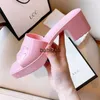 Sandals G square head jelly slippers new candy color heel women's casual wear thick soles T2302135