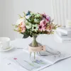 Decorative Flowers Artificial Tea Roses Bridal Bouquet Vases For Home Decoration Accessories Pots Wedding Fake Plants