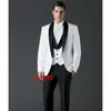 Męskie garnitury 3 sztuki biały szal Lapel Groom's Tuxedo One Button Wedding Black Pants Man Blazer (krawat kurtki)