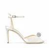 Summer Women's Sacora Sandals Perfekt designer Vit Pearl Strap Öppen Toe High Heels Elegant Bridal Wedding Dress Gladiator Sandaler