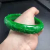 Bangle Natural Myanmar Emerald Green Jade Handgesneden Flower Bangles Jadeite armbanden sieraden voor vrouwen