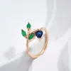 Kinel New Vintage Leaf Ring pour 585 Or Rose Avec Zircon Naturel Simple Coréen Femmes Anneau De Haute Qualité Quotidien Fine Jewelry 2022 G230213