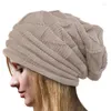 Bérets Tricoté Baggy Beanie Chapeau Surdimensionné Hiver Femmes Chapeaux Ski Slouchy Cap Skullies Bonnets Laine Chaud Hommes Unisexe