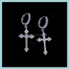 Charm Classic Fashion Cross Earrings Inlagd Zircon Korean Earring Ladies Frame Wedding Jewelry Gift Drop Delivery Dhmtl