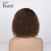 150% Short Afro Kinky Curly Human Hair Wigs Ombre Highlight machine made Colored Brazilian Curly Bob Wig with bang For Women 1b/30