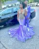 ASO EBI LILAC VELVET Evening Fring 2023 с бисером O Seck Plus Size Prom Promples для чернокожи