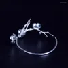 Chaines Bracelet ouvert de fleur argentée de style rétro 925 Sterling Hanfu Tempérament esthétique Forest simple