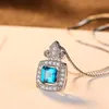 Blue Gemstone Anhänger Halskette Marke Schmuck Europäische Frauen Mikro -Set Zirkon S925 Silberkragen Kette Kisten Kette Halskette Frauen Hochzeitsfeier Valentinstag Geschenk SPC