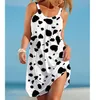 Casual Dresses Dog Print Sexy Girl Sling Beach Dress Elegant Summer Womens Fashion Outing Midi Patry Sleeveless