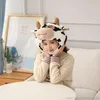 Wide Brim Hats Funny Milk Cow Head Plush Hat Pillow Spot Print Cartoon Animal Stuffed Toy Headgear Cap Cosplay Party Po Props A20 21