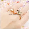 Solitaire Ring Wholesale 20Pcs/Lot Fashion Sparkling Zircon Rings For Women Colorf Engagement Wedding Jewerly Party Gift 16Mm19Mm D Dh0Qp