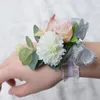 Decorative Flowers White Silk Roses Corsages Boutonnieres Wedding Decoration Marriage Rose Wrist Corsage Pin Boutonniere For Guests Decor