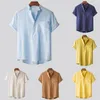 Men's T Shirts Mens Home Vintage Color Linen Solid Short Sleeve Retro Mock Turtleneck Men Petite Tops Neck