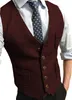 Mens Vests Mens Formal Suit Vest Vneck Tweed Herringbone Waistcoat Business Dress Suit Vests For Wedding 230213