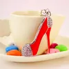 Key Rings Korean creative women's high-heeled shoes keychain three-dimensional paint metal bag accessories car keychain holiday gift G230210