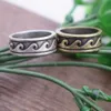 Bandringar Sanlan antik silverpläterad mode Nature Par Wave Ring Dainty Surfer Rings Ocean Jewelry Hawaii Tribal Jewelry G230213