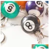 Porte-clés 16pcs / set / lot mini billard en forme de porte-clés assortis colorf piscine petite boule porte-clés décorations suspendues créatives 639 Dro Dhjrc