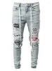 Herenjeans Niche Tide Chic Darkwear Style Men High End Slim Hole Leggings Street Skinny Fit denim potloodbroek