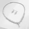 Set di gioielli da sposa Uilz Set di gioielli con orecchini pendenti a foglia squisita per le donne Accessori per feste di nozze Orecchini pendenti con zirconi Set di collane Regalo sposa 230211