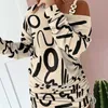 Designer Dresses Women Clothing New Fashion Print Long Sleeve Dress Plus Size 3xl