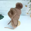 Berets Winter Thick Outdoor Earflap Warm Hat Knitted Snow Ski Cap Fleece Bomber Trapper Women Faux Fur Pompom