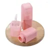 Bottiglie di stoccaggio Square Fat Short 4ml Tubi per lucidalabbra Rosa sfumato Flacone per trucco Flacone Etichetta privata Contenitori per lucidalabbra Imballaggio 20 pezzi