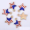 Charms Bk 200Pcs/Lot Enamel American Flag Star Pendant Patriotic 16X15Mm Good For Handmade Jewelry Making Drop Delive Dhxtb