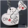 Porte-clés Amoureux de la mode Porte-clés Flèche Je t'aime Chaîne de coeur Porte-clés Cupidon Pendentif Bague Chaînes mobiles Cadeaux 609 K2 Drop Delivery Je Dh41Z