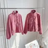 Chaquetas de mujer Abrigos de principios de primavera y abrigo de lana polar rosa para mujer Ropa de abrigo de medio cuello alto para mujer Top granular fino 230213