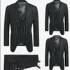 Costumes pour hommes Mélange de laine pour hommes Blazer rayé Gilet Pantalon à fines rayures Formel Chaud Deux boutons Revers cranté Tuxedos d'hiver 3 pièces