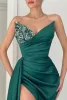 Hunter Green Mermaid Prom Dresses for Women Black Girls Sweetheart Beaded Crystals High Side Split Floor Length Formal Evening Pageant Party Gowns Custom Made