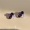 Stud Earrings "On The Moon ITO En" Mysterious Purple Gentle Retro Elegant Small Temperament Amethyst Flower Girl