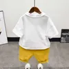 Imposta cotone estivo casual neonato vestiti per neonato set di abbigliamento per bambini per ragazze bambini risvolto maglietta e pantaloncini abiti in PC