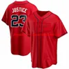 맞춤 야구 유니폼 남성 David Justice #23 빈티지 1995 스티치 셔츠 화이트 붉은 회색 유니폼