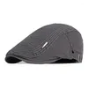 Berretti 2023 Primavera Cotone Linea Ricamo Sboy Caps Berretto con visiera piatta Uomini e donne Pittore Berretto Cappelli 120