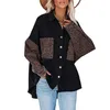 Kvinnors blusar Autumn Style Shirt Jacket Kvinnor Långärmad Pocket Leopard Print Lapel Cardigan Top Loose Irregular Femme Coat