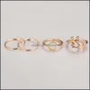 Band Rings Midi Knuckle 4pcs/Set Unique Punk for Women Finger Engagement Wedding Set Drop Delivery Jewelry Dhek9