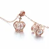 Chaînes Design Original 585 plaqué or violet 14K Rose cristal couronne collier pour femmes charme romantique bijoux de fiançailles