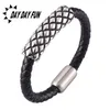 Charm Bracelets Titanium Steel Magnetic Buckle Leather Bracelet Braided Rope Stainless Casting String